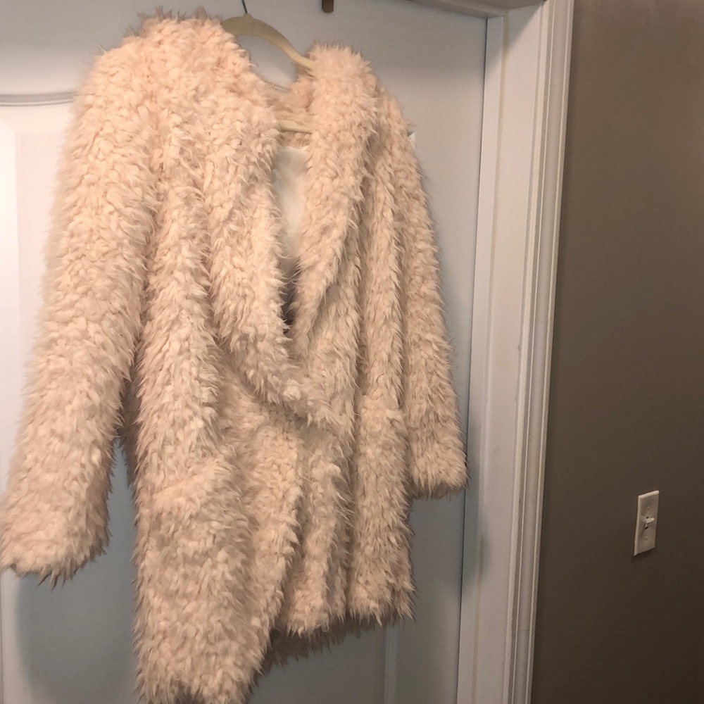 Cream faux fur jacket